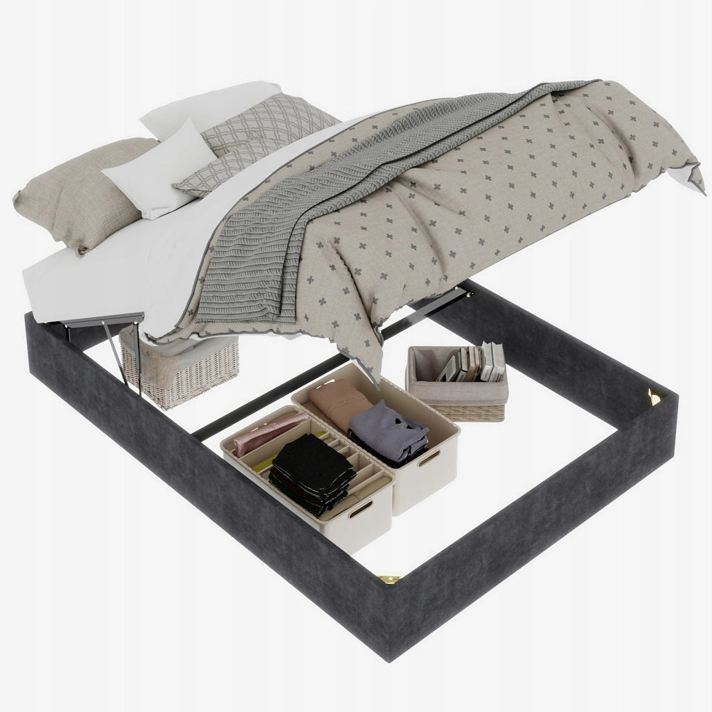 Letto minimalista - Xylo - 140x200 - Grigio velluto olandese