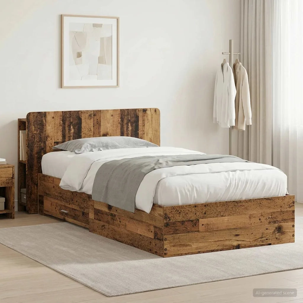 Telaio del letto con storage Legno antico 100 x 200 cm 3433721