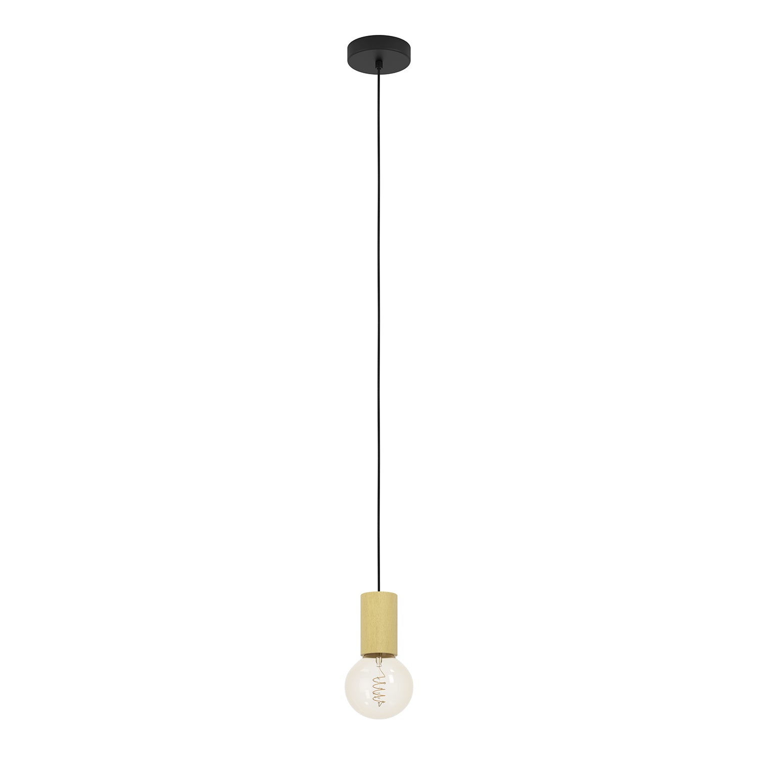 Lampadario A Sospensione Contemporaneo Pozueta 1 Metallo Nero Legno 1 Luce E27