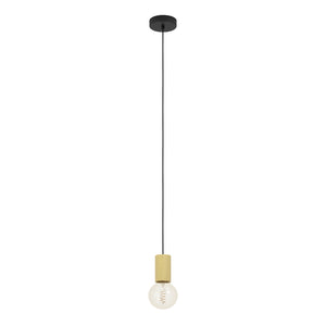 Lampadario A Sospensione Contemporaneo Pozueta 1 Metallo Nero Legno 1 Luce E27