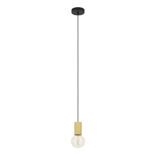 Lampadario A Sospensione Contemporaneo Pozueta 1 Metallo Nero Legno 1 Luce E27