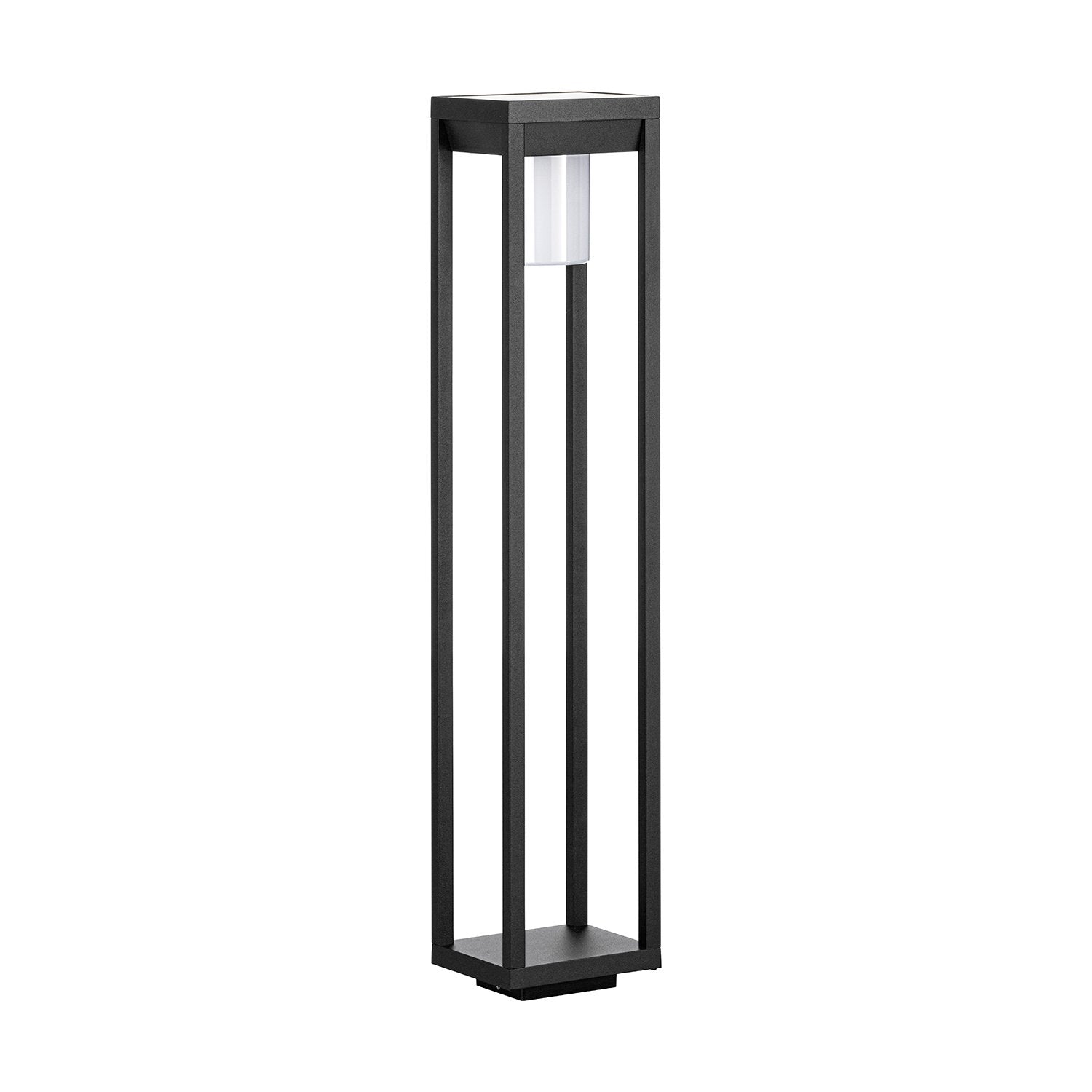 Piantana Esterno Contemporaneo Martano Alluminio Nero Policarbonato Bianco Led