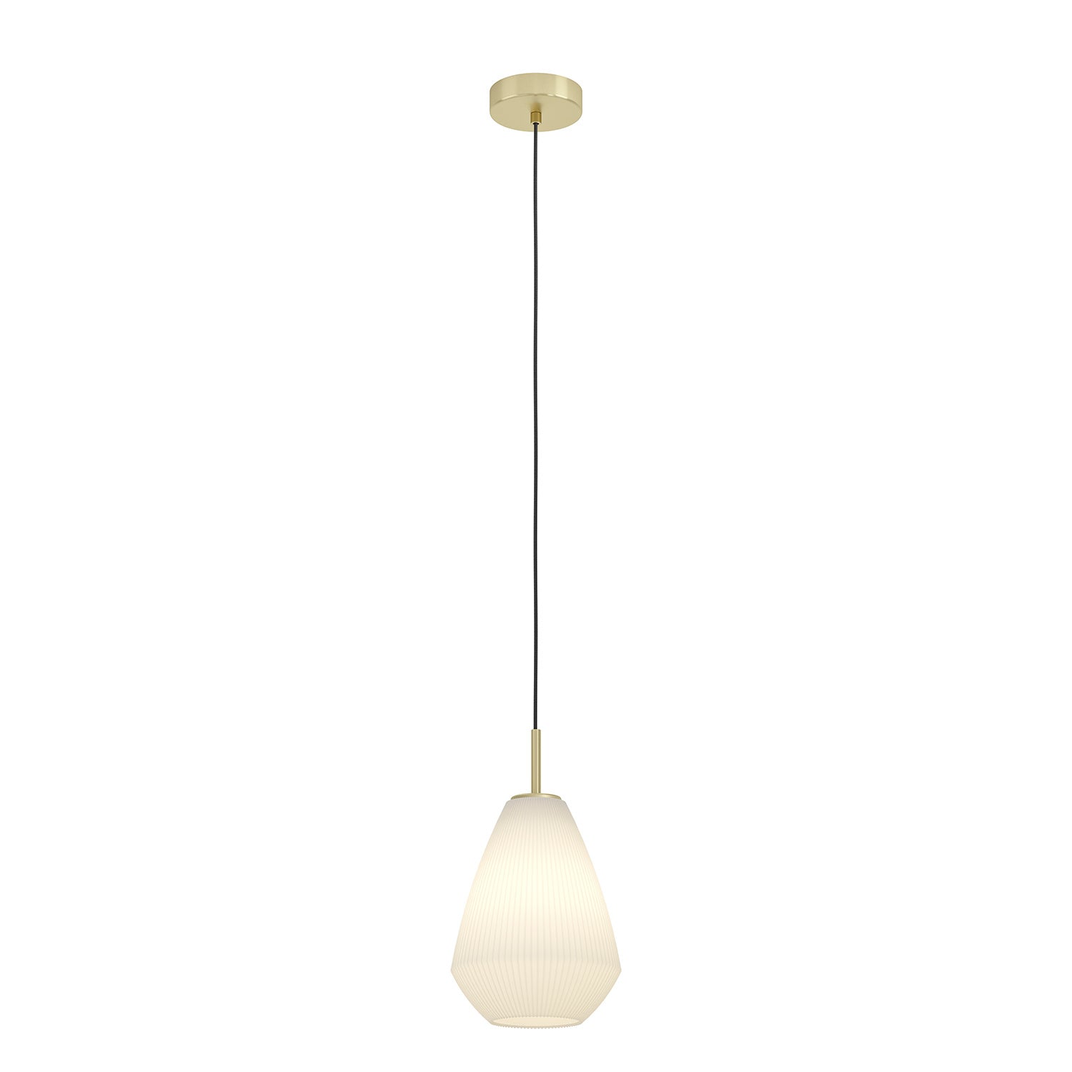 Sospensione Moderna Caprarola Acciaio Ottone Spazzolato Vetro 1 Luce E27