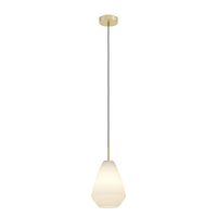 Sospensione Moderna Caprarola Acciaio Ottone Spazzolato Vetro 1 Luce E27