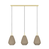 Lampadario A Sospensione Moderno Caprarola Acciaio Ottone Spazzolato 3 Luci E27