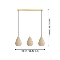 Lampadario A Sospensione Moderno Caprarola Acciaio Ottone Spazzolato 3 Luci E27