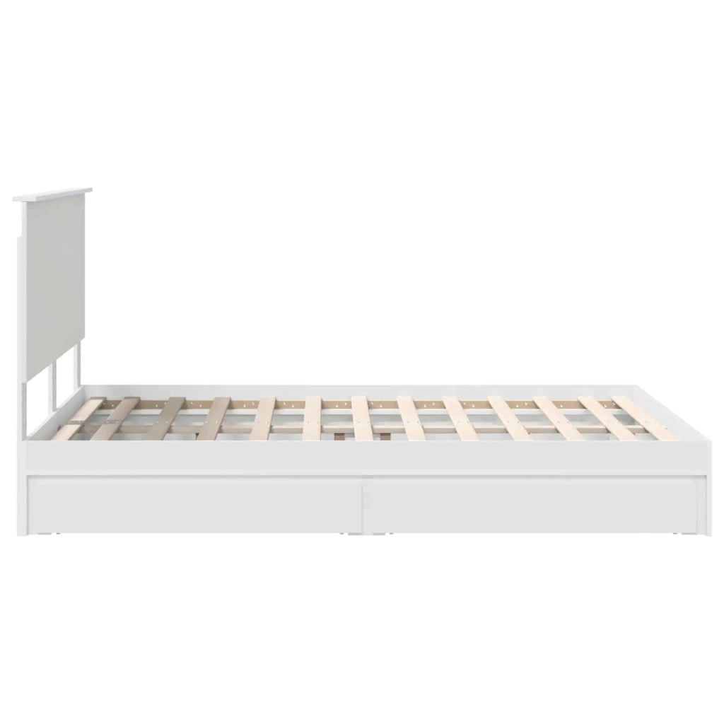 Letto con Contenitore Bianco 160 x 200 cm Legno multistrato 3409531