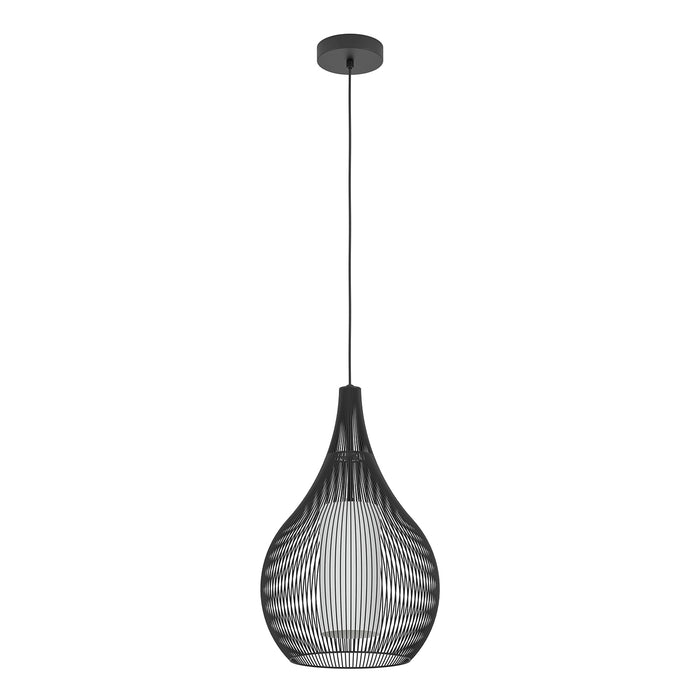 Lampadario A Sospensione Contemporaneo Razoni 1 Acciaio Nero Vetro 1 Luce E27