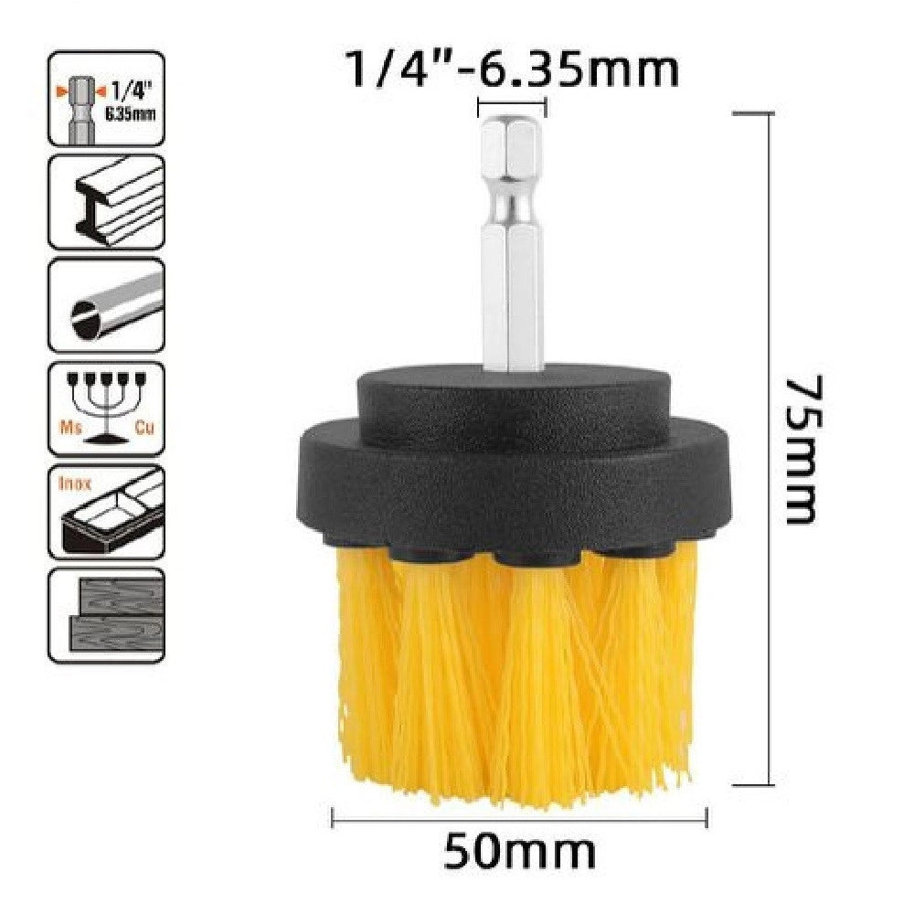 Trade Shop - Spazzola In Nylon 50 Mm Attacco 1/4" Rotante Trapano Elettrico Per Pulizia 57237 -