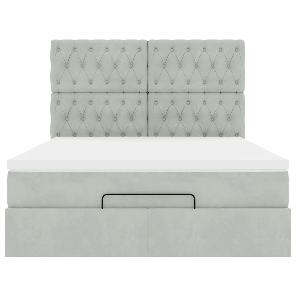 Struttura Letto Pouf con Materassi 140x200 cm in Velluto 3314396
