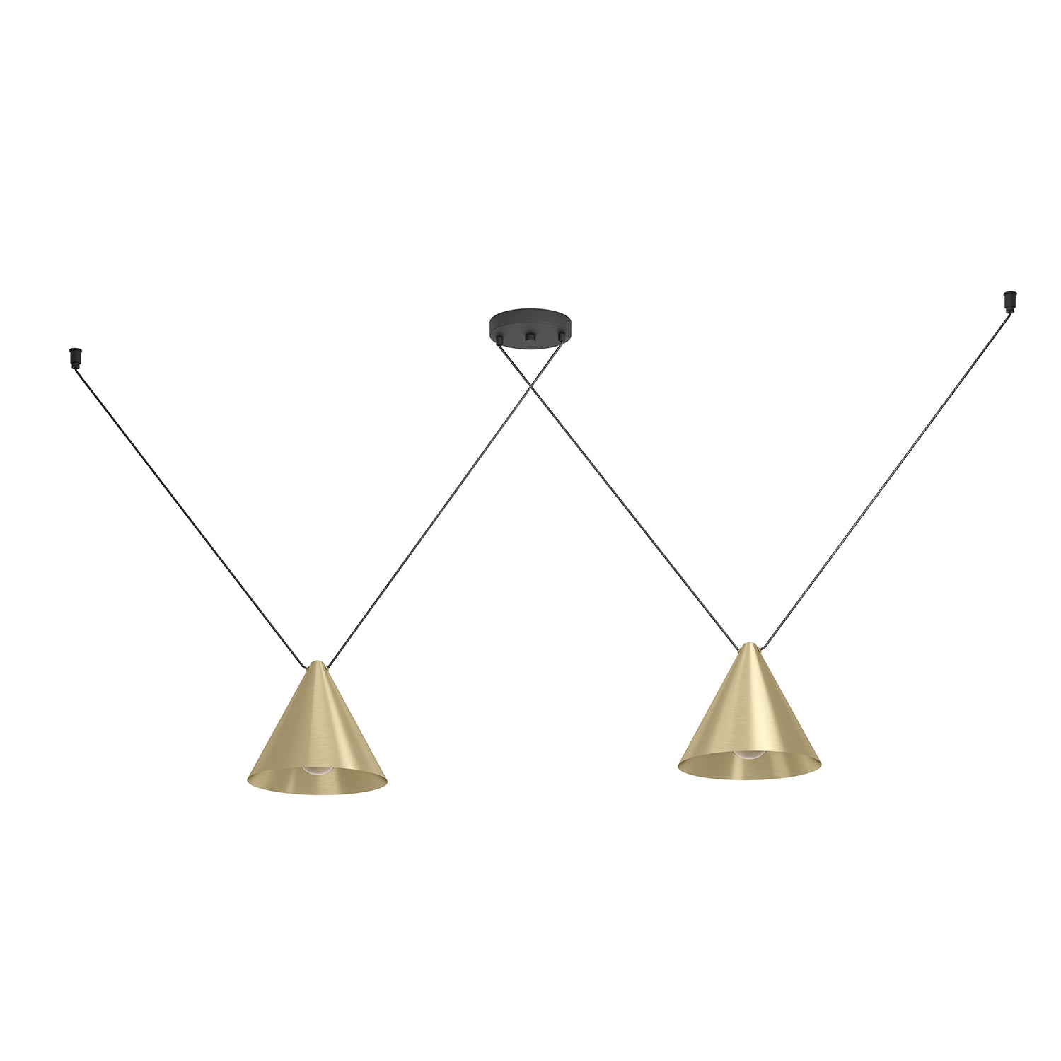 Lampadario A Sospensione Minimal Narices 1 Acciaio Nero Ottone 2 Luci E27