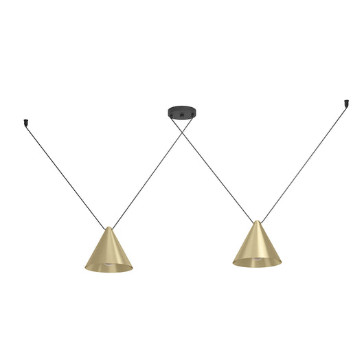 Lampadario A Sospensione Minimal Narices 1 Acciaio Nero Ottone 2 Luci E27