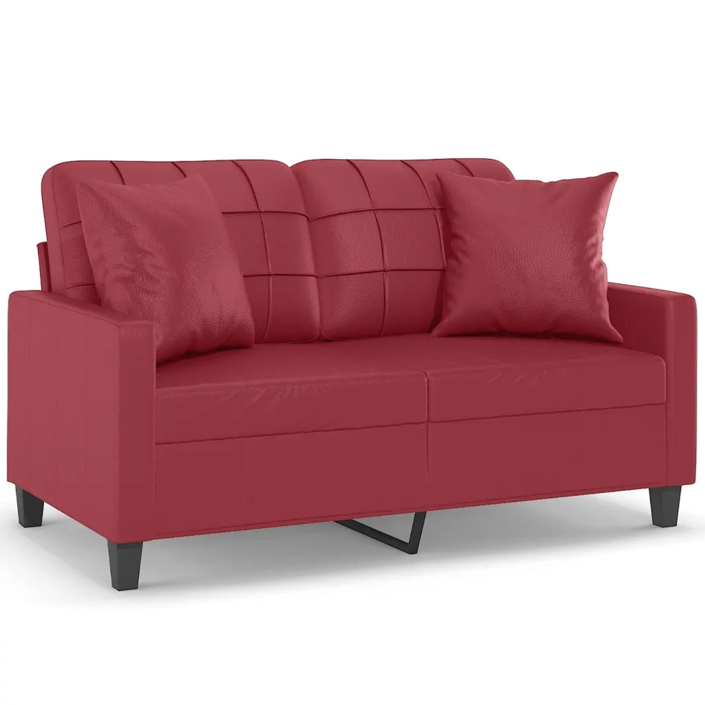 Divano a 2 Posti con Cuscini-Sofa 2 Posti con Cuscini Rosso Vino 120 cm in Similpelle 736770