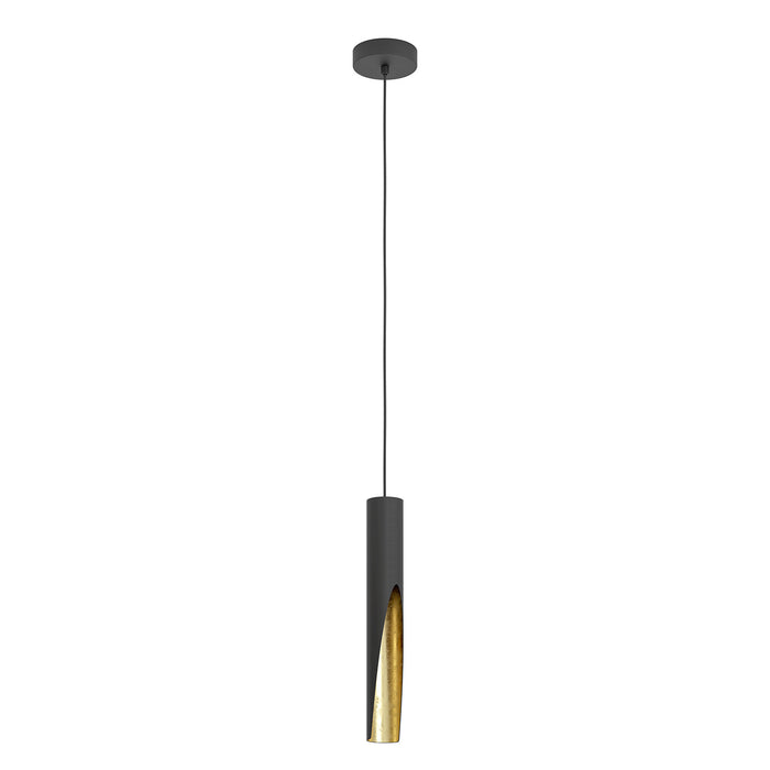 Lampadario A Sospensione Moderno Barbotto Acciaio Nero Oro 1 Luce Gu10 4,5W