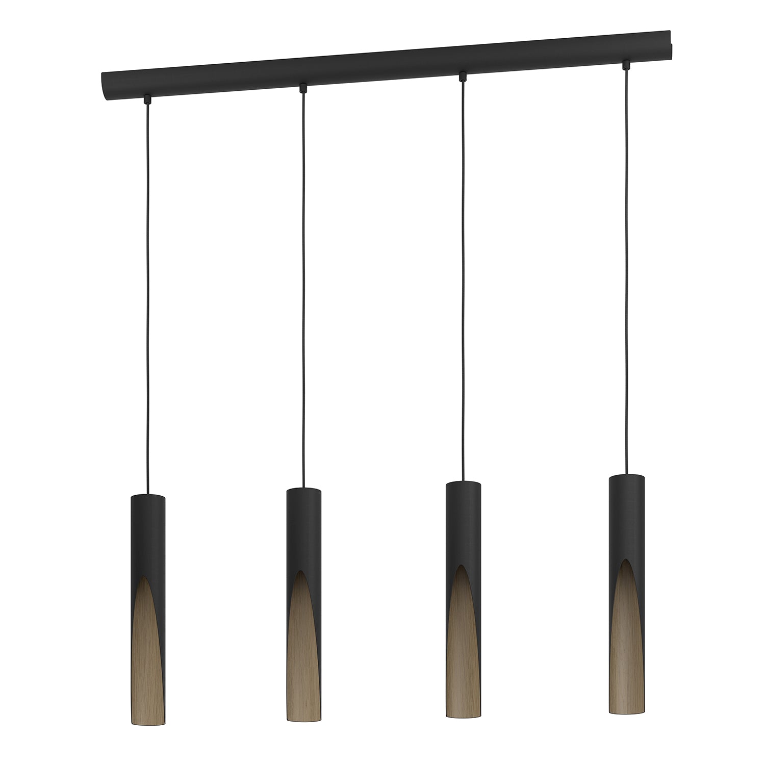 Lampadario A Sospensione Moderno Barbotto Acciaio Nero Marrone 4 Luci Gu10 4,5W
