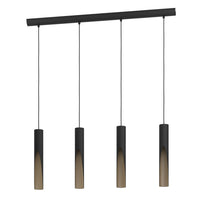 Lampadario A Sospensione Moderno Barbotto Acciaio Nero Marrone 4 Luci Gu10 4,5W
