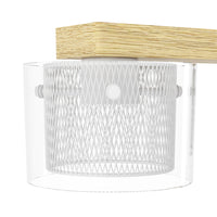 Lampadario Contemporaneo Portico-Z Metallo Bianco Legno 4 Luci Led 3,7W