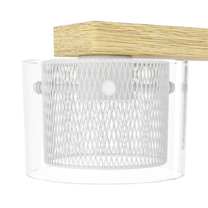 Lampadario Contemporaneo Portico-Z Metallo Bianco Legno 4 Luci Led 3,7W