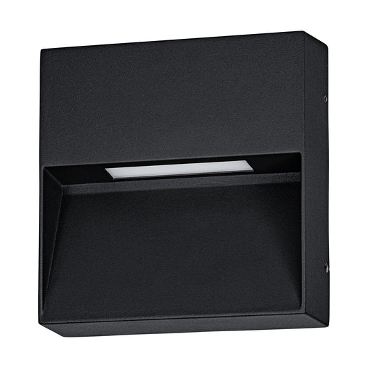 Applique Quadrata Esterno Maruggio Alluminio Nero E Policarbonato Trasp Led
