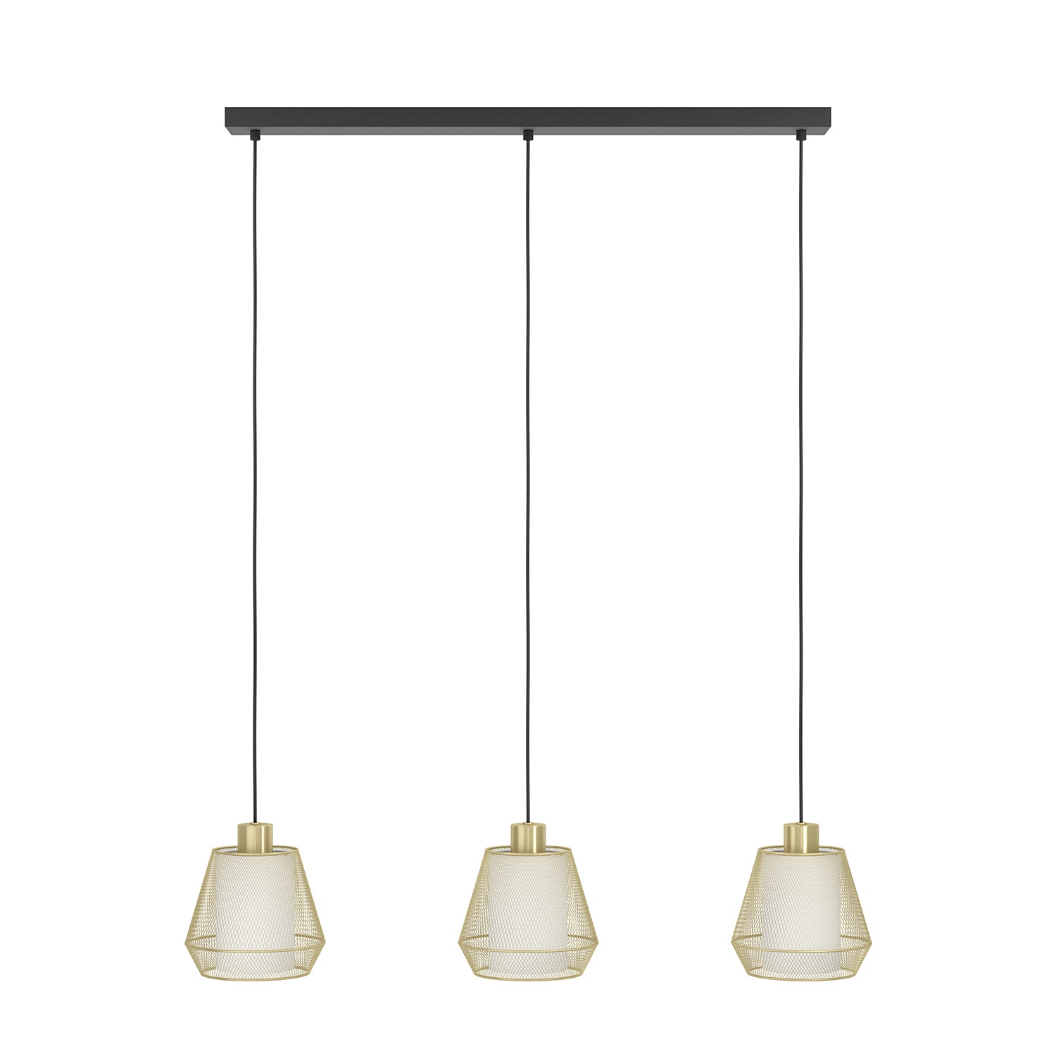 Lampadario A Sospensione Moderno Ciudadela Acciaio Nero Ottone 3 Luci E27