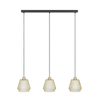 Lampadario A Sospensione Moderno Ciudadela Acciaio Nero Ottone 3 Luci E27