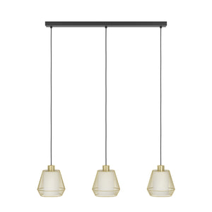 Lampadario A Sospensione Moderno Ciudadela Acciaio Nero Ottone 3 Luci E27