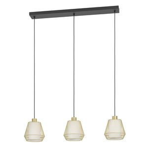 Lampadario A Sospensione Moderno Ciudadela Acciaio Nero Ottone 3 Luci E27