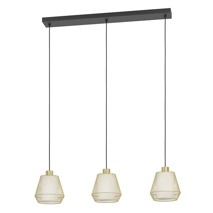 Lampadario A Sospensione Moderno Ciudadela Acciaio Nero Ottone 3 Luci E27