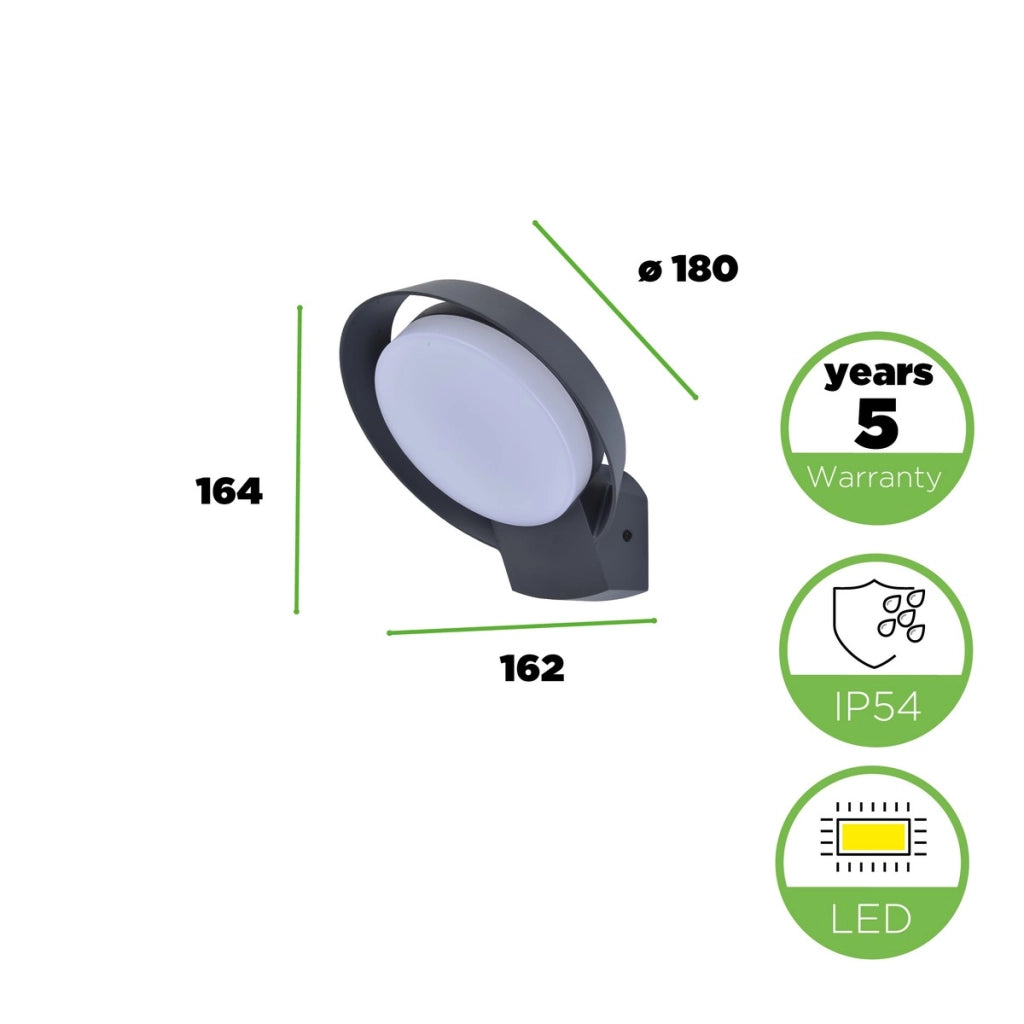 Applique esterna POLO antracite LED 15W 3000K Lutec