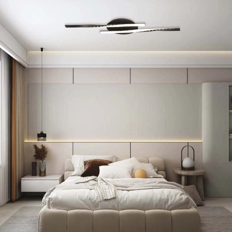 Plafoniera Lampadario LED dal Design Moderno 12W Colore Nero 945*60mm 3000K SKU-7001