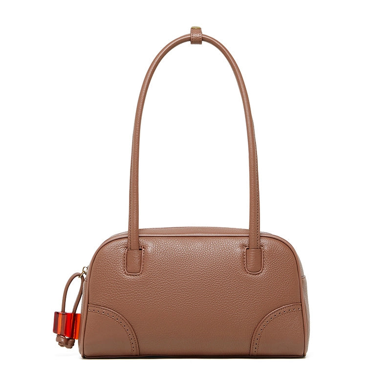 Borsa a tracolla da donna in vera pelle, colore marrone.
