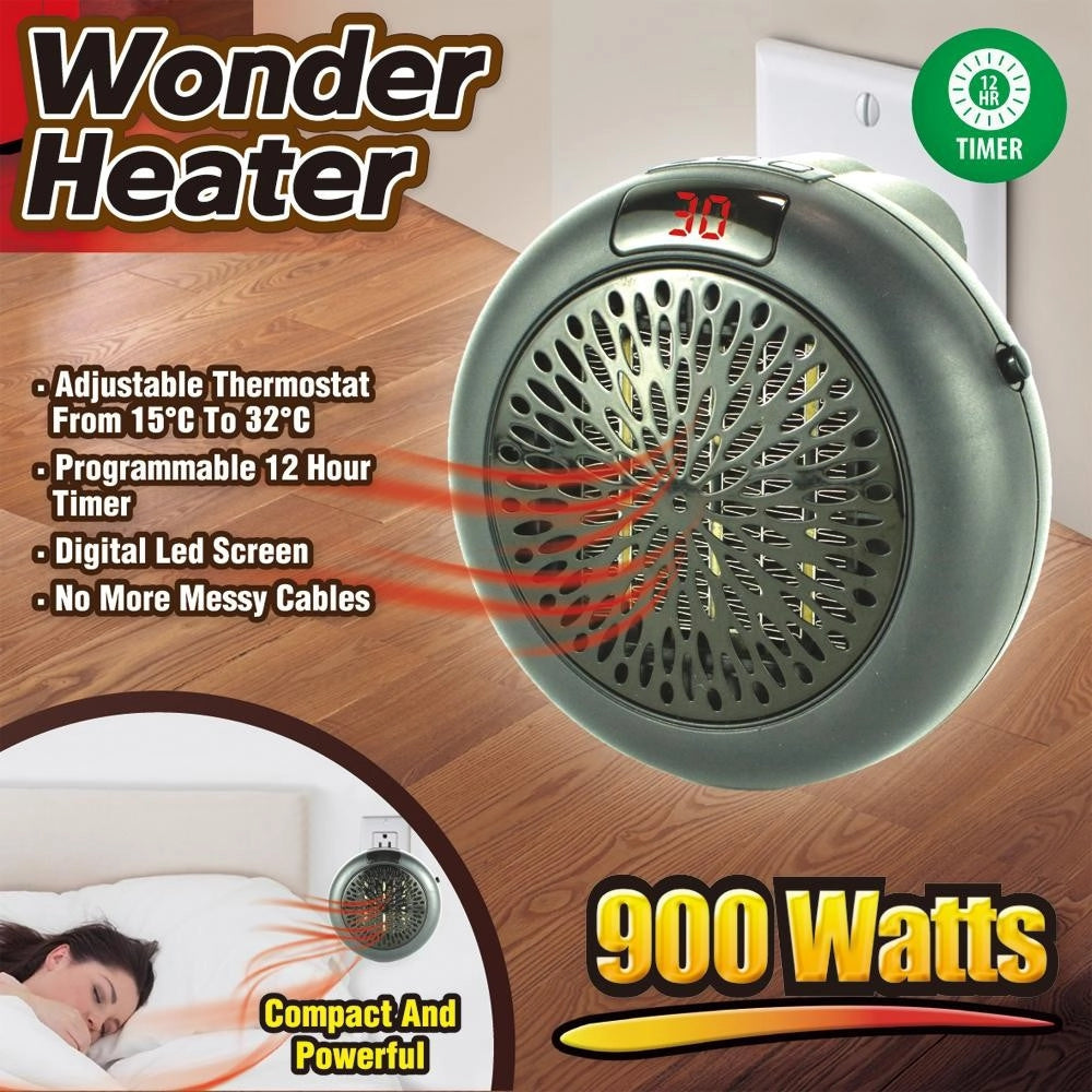 Trade Shop - Stufa Elettrica Portatile 900w Wonder Heater Portatile Regolabile Da 15° A 32°c -