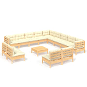 Set di mobili da giardino per esterni 14 pezzi con cuscini color crema legno di pino massiccio 02_0015834