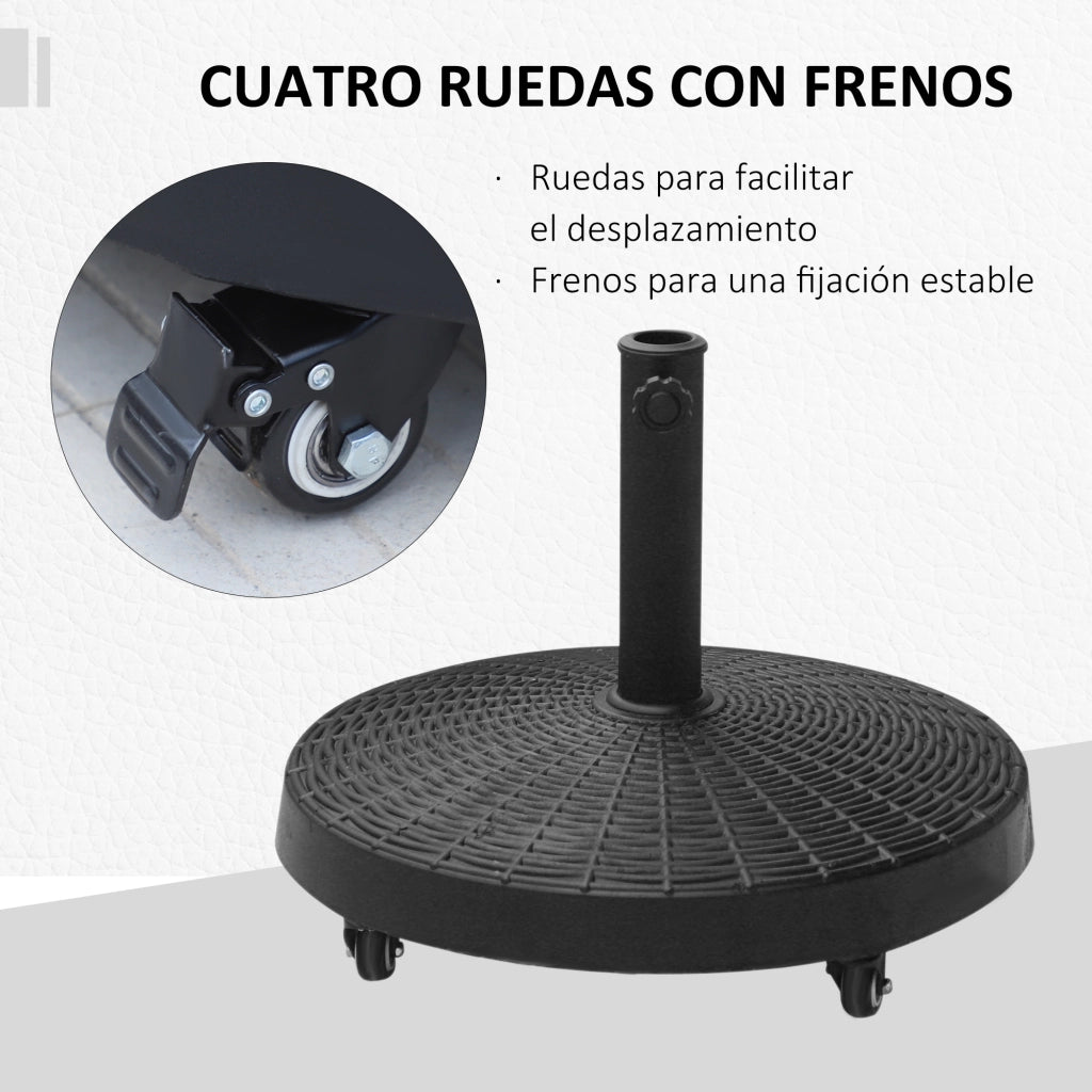 Base per Ombrellone con Ruote ¨C Zephmum ¨C Resina e Metallo ?52x41 cm Nero