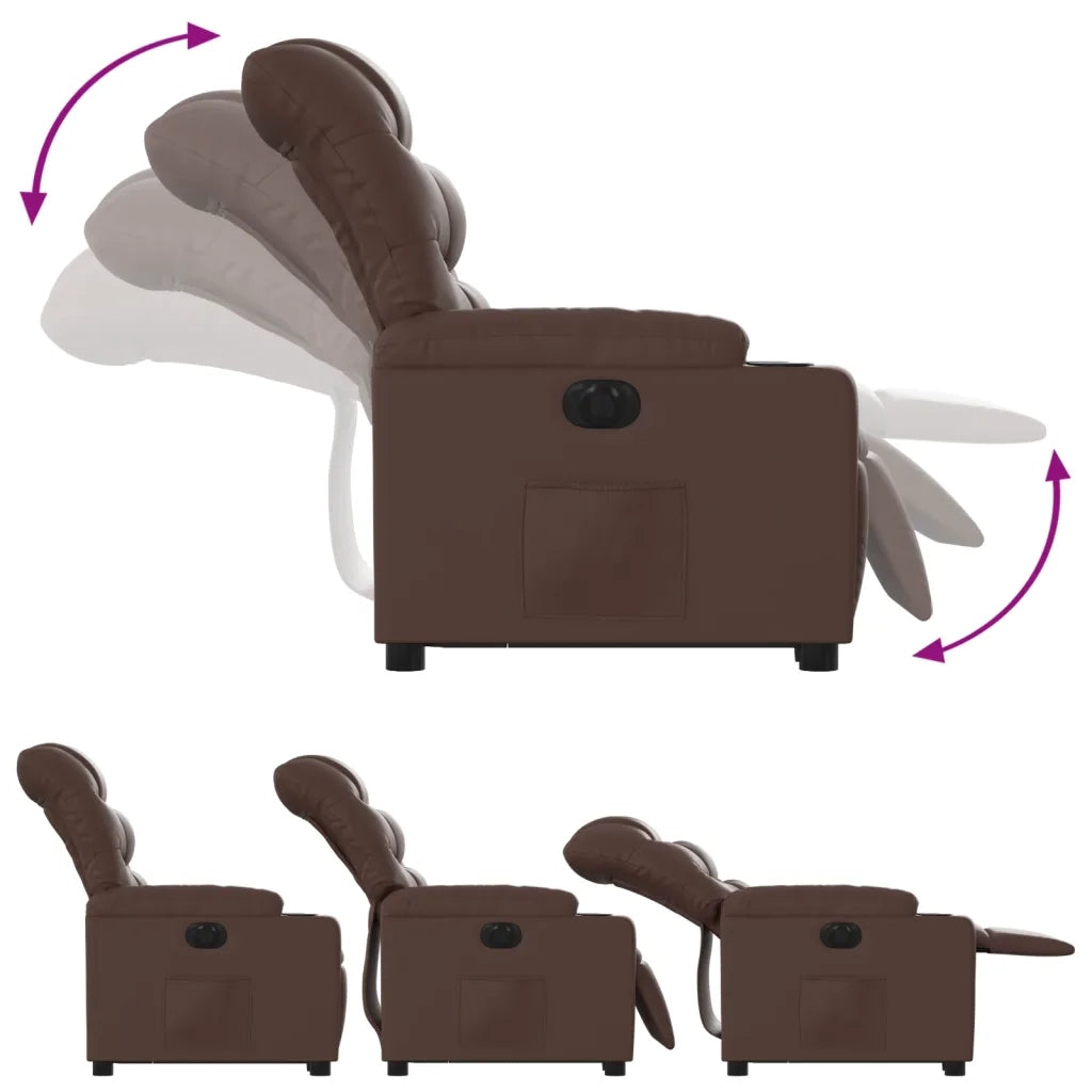 Poltrona Alzapersona Reclinabile Marrone in Similpelle 3206615