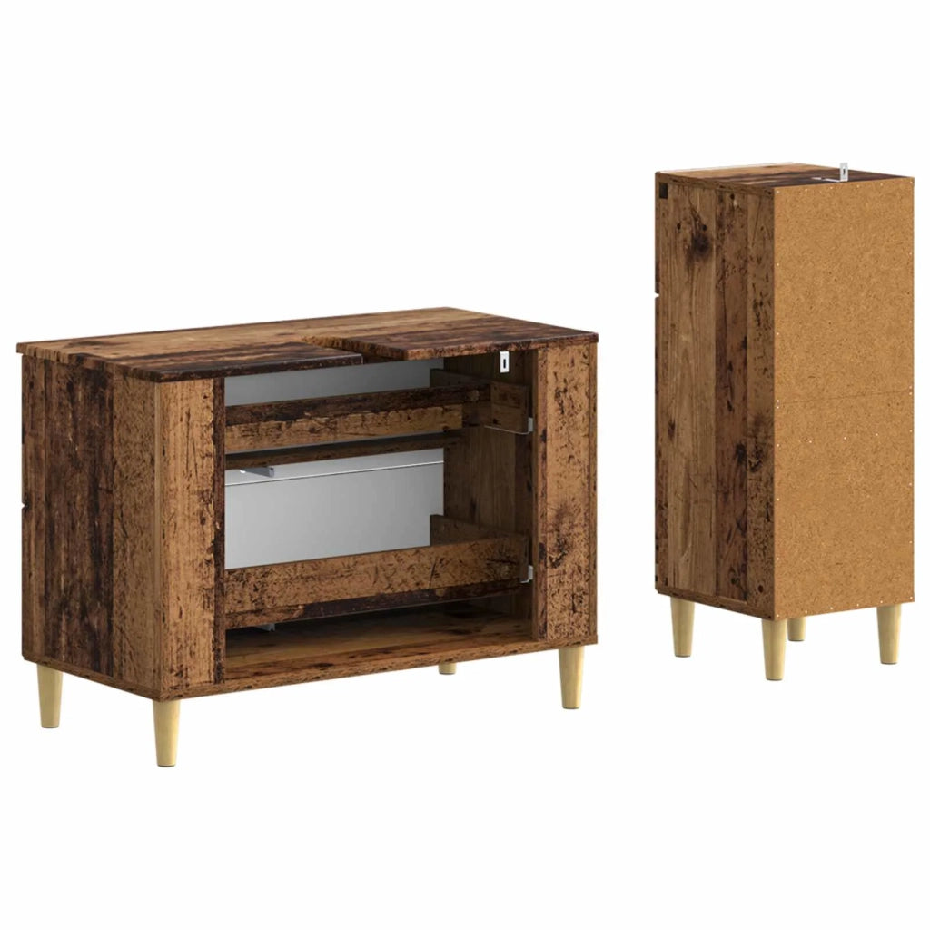 Set di Armadi da Bagno da 2 Pezzi DELFT Legno antico 3417709