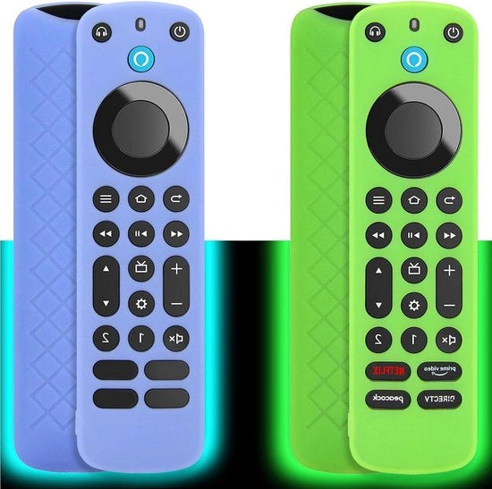 Copricapo Remoto con Fascia di Protezione e Superficie Antiscivolo - Adatto per Firetv Voice Remote Pro - Luminoso a Batterie - Verde e Blu Vibrante - Resistente ai Colpi - Copertura per Telecomando