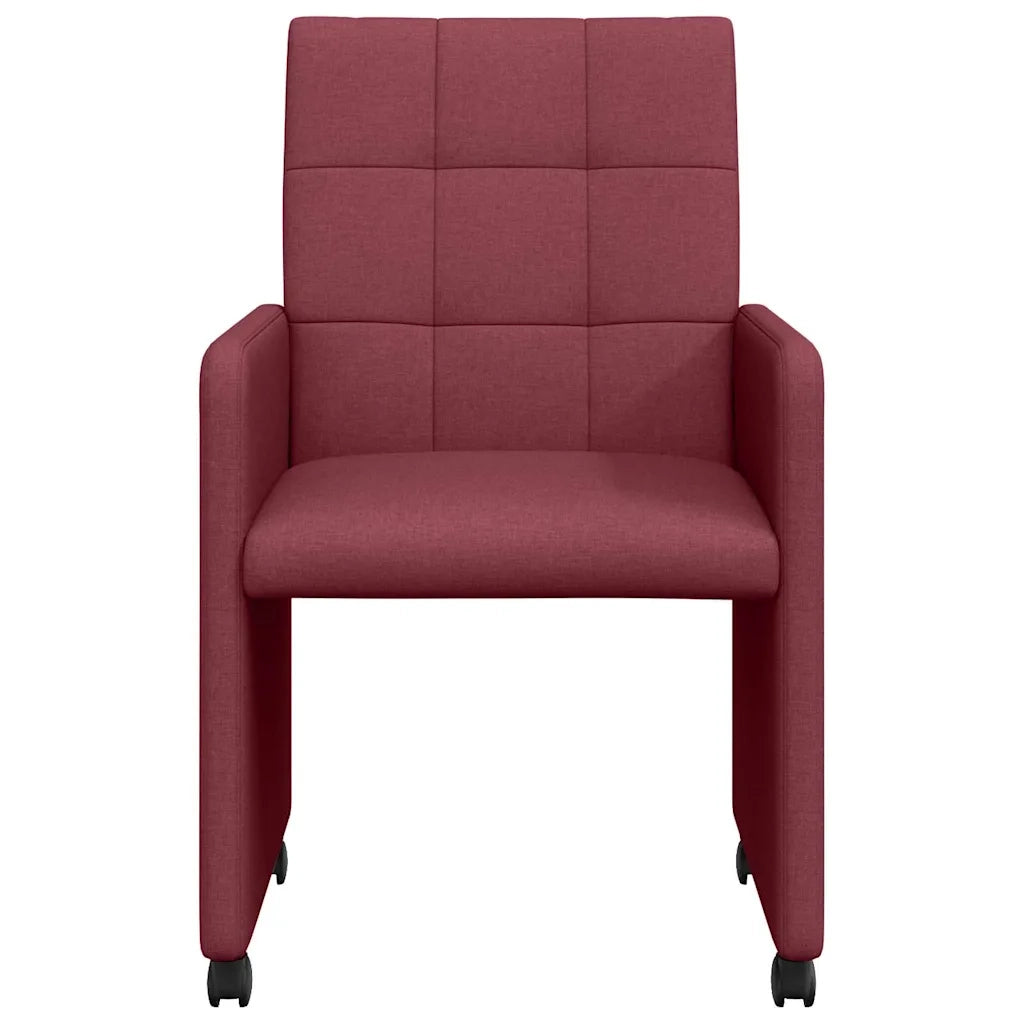 Sedie da Pranzo con Ruote 2 pcs Rosso vino 58 x 65 x 94 cm 42017832