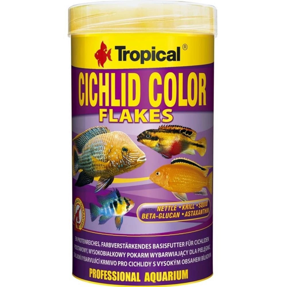 Tropical Cichlid Color Flakes - Mangime Base Intensifica i Colori dei Ciclidi con beta-glucano e ortiche Formato: 250 ml