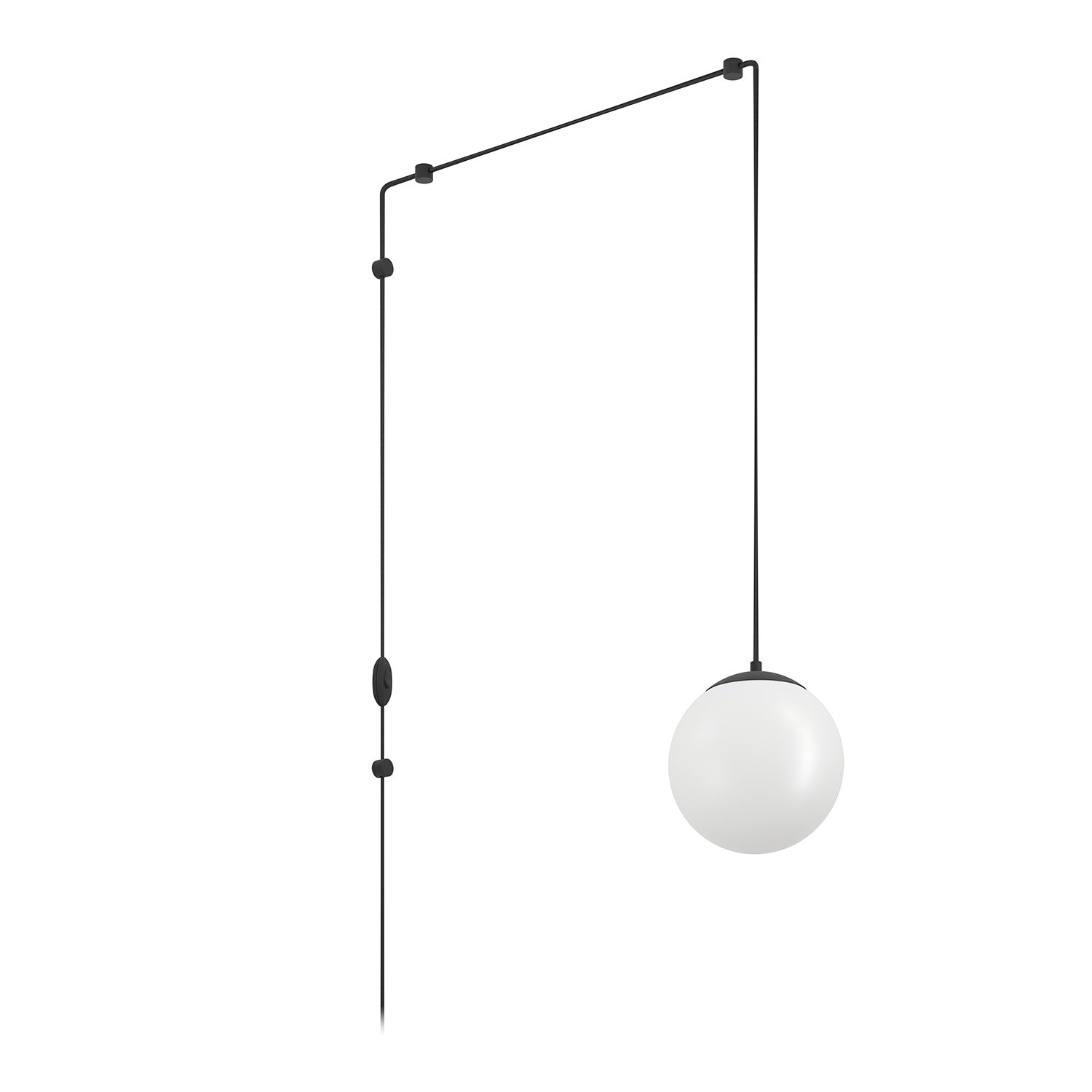 Lampadario A Sospensione Minimal Rondo 3 Acciaio Nero Vetro 1 Luce E27