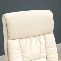Poltrona Relax Reclinabile fino 135° con Seduta Girevole e Pouf Poggiapiedi, 78x84x110cm, Crema
