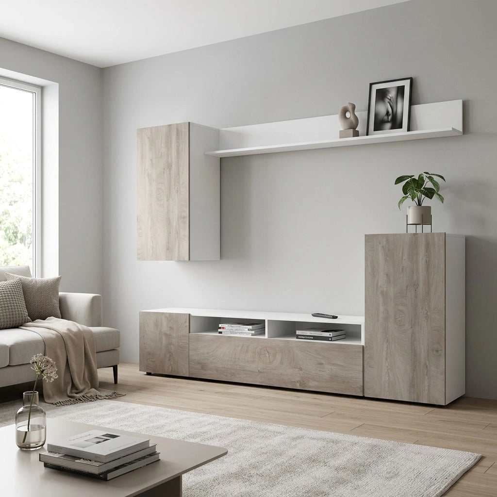 Parete Attrezzata per Soggiorno in Legno Composito cm 210x36 5x170 - WALLACE