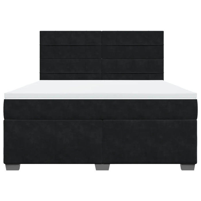 Giroletto a Molle con Materasso Nero 180x200 cm in Velluto