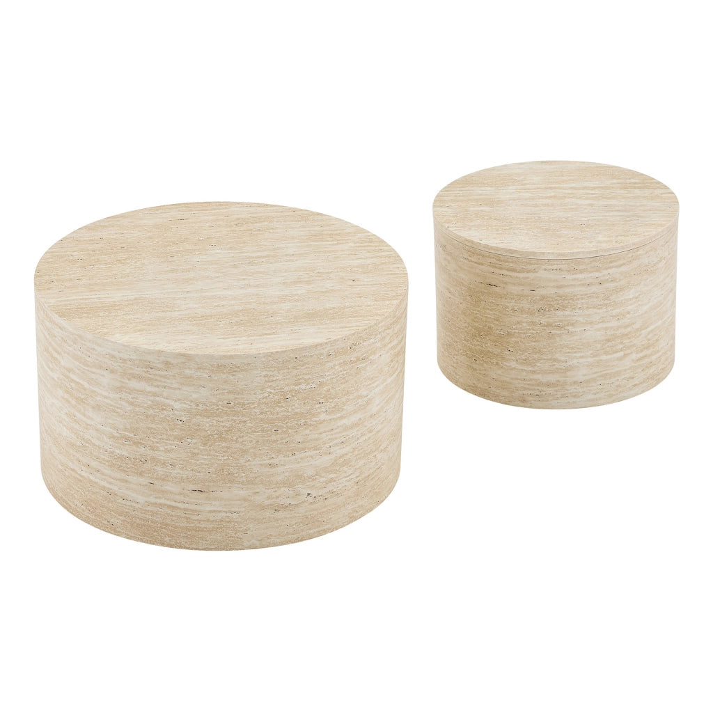 Set di tavolini da caffè con design impilabile in MDF naturale