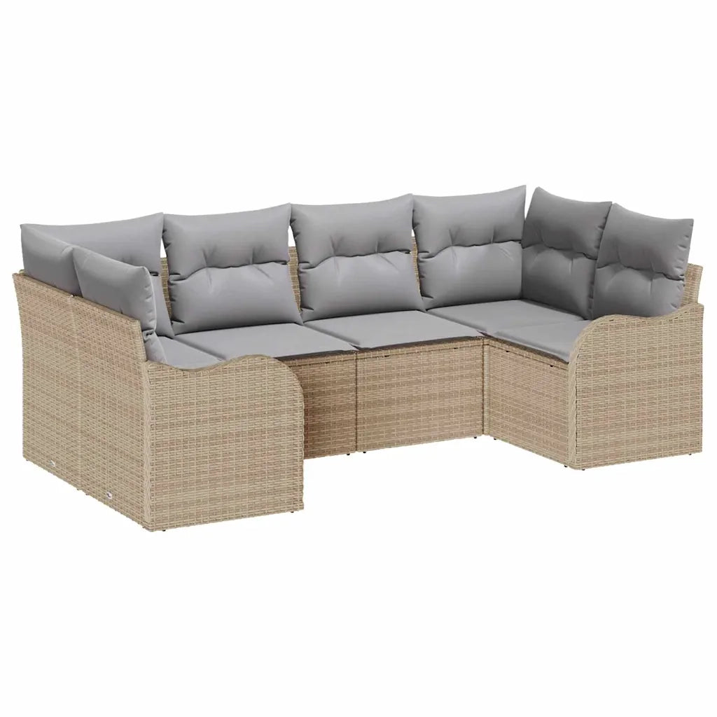 Set Divano da Giardino 6 pcs beige e grigio chiaro Poly Rattan 3354509