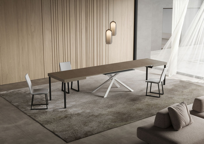 Tavolo Allungabile 120/380x90 cm Niket Tortora Gambe Bianche