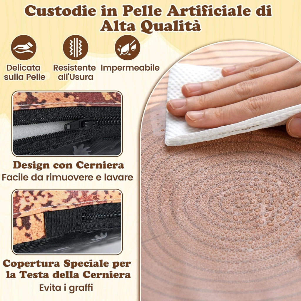 Set di 3 Sgabelli a Ceppo d'Albero, Cuscini da Pavimento per Bambini con Stampa Legno, Decorazione Naturale e Altezze Diverse, Sgabelli Rotondi per Aula, Casa e Asilo (Legno)