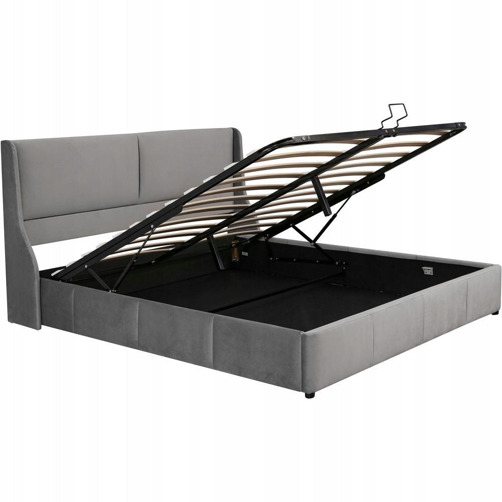 Letto con contenitore imbottito - Xylo - 180x200cm - Grigio - Idraulica
