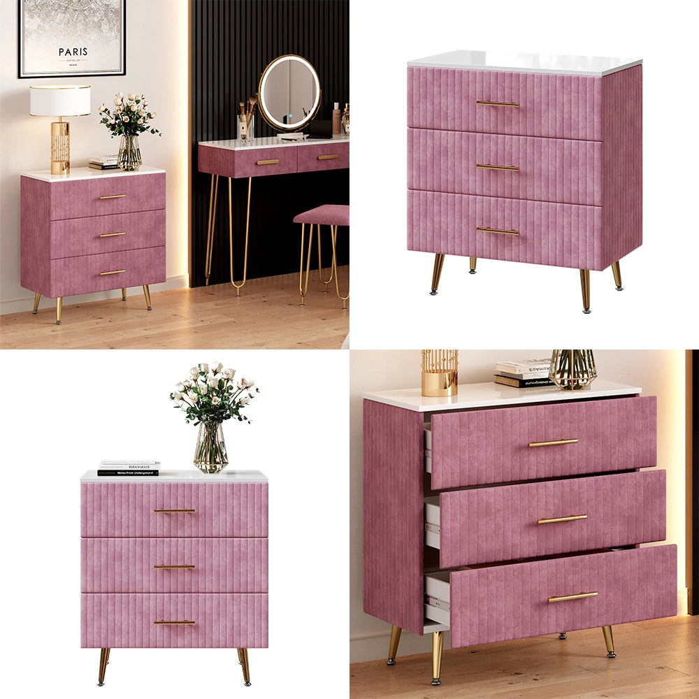 Vicco Cassettiera rosa 70 x 78.5 cm con 3 cassetti