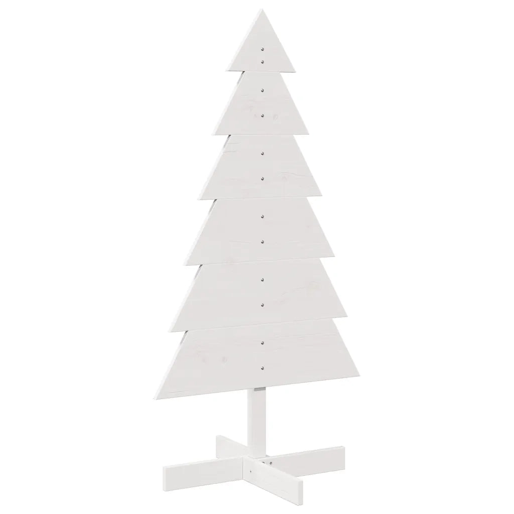 Albero di Natale | Decorazioni natalizie Decorativo Bianco 120cm Legno Massello di Pino